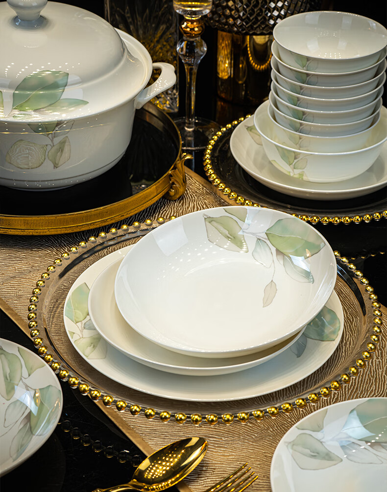 Haoya Jingdezhen Ceramic Dinnerware Set, 8-Inch Plates, 4-Pack 5