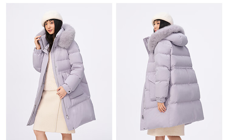 BOSIDENG 25 Years Women's Winter Down Jacket 90% Down Thickened Slim Mid-Length Large Fur Collar New Year Red Coat 4