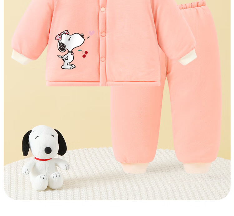SNOOPY Kids Autumn Winter Padded Homewear Set Warm Comfortable Boys Girls New Year Pajamas Red Festive 90 1