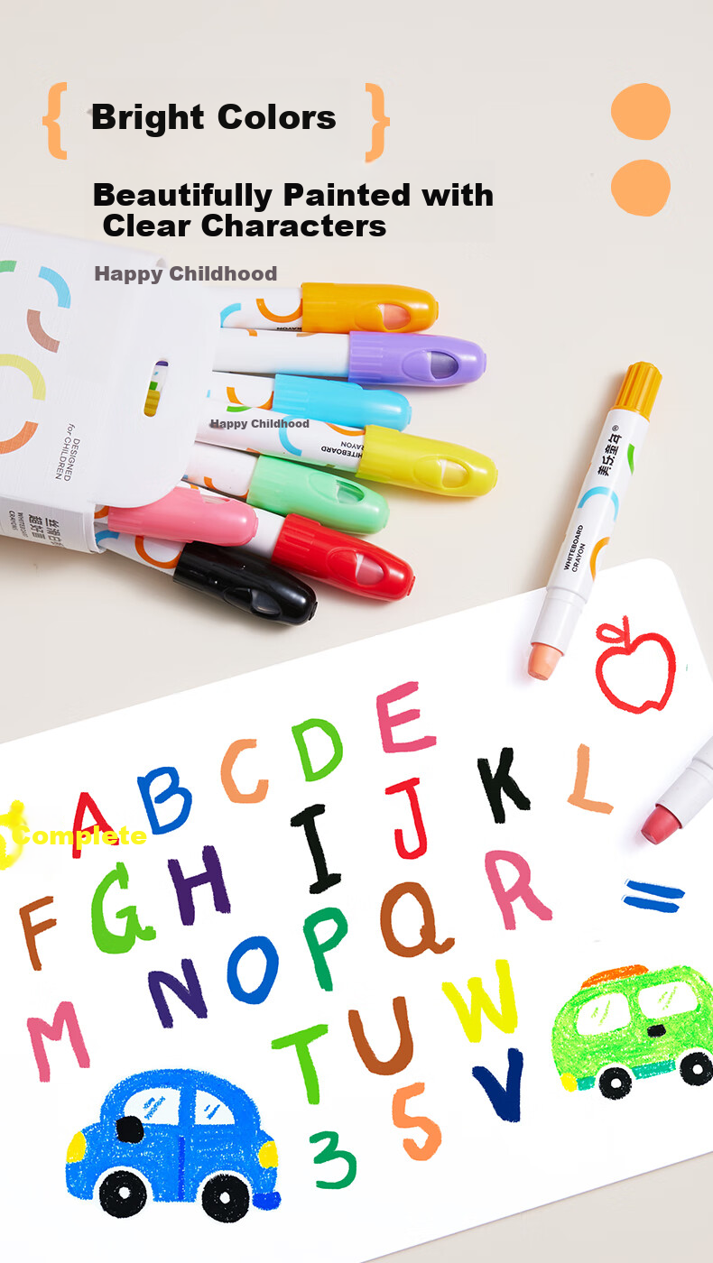 Meiletongnian Smooth Erasable Whiteboard Markers, Non-Toxic Safe Writing And Drawing Board Pens, 8 Colors, Easy to Erase, No Hand Staining, Washable, Colored Drawing Pens, Blackboard Markers, Crayons 7