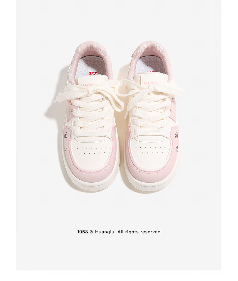 Global Cute Puppy Platform Sneakers for Women 2026 Spring New Thick Sole White Shoes Student Casual Pink Size 38 11