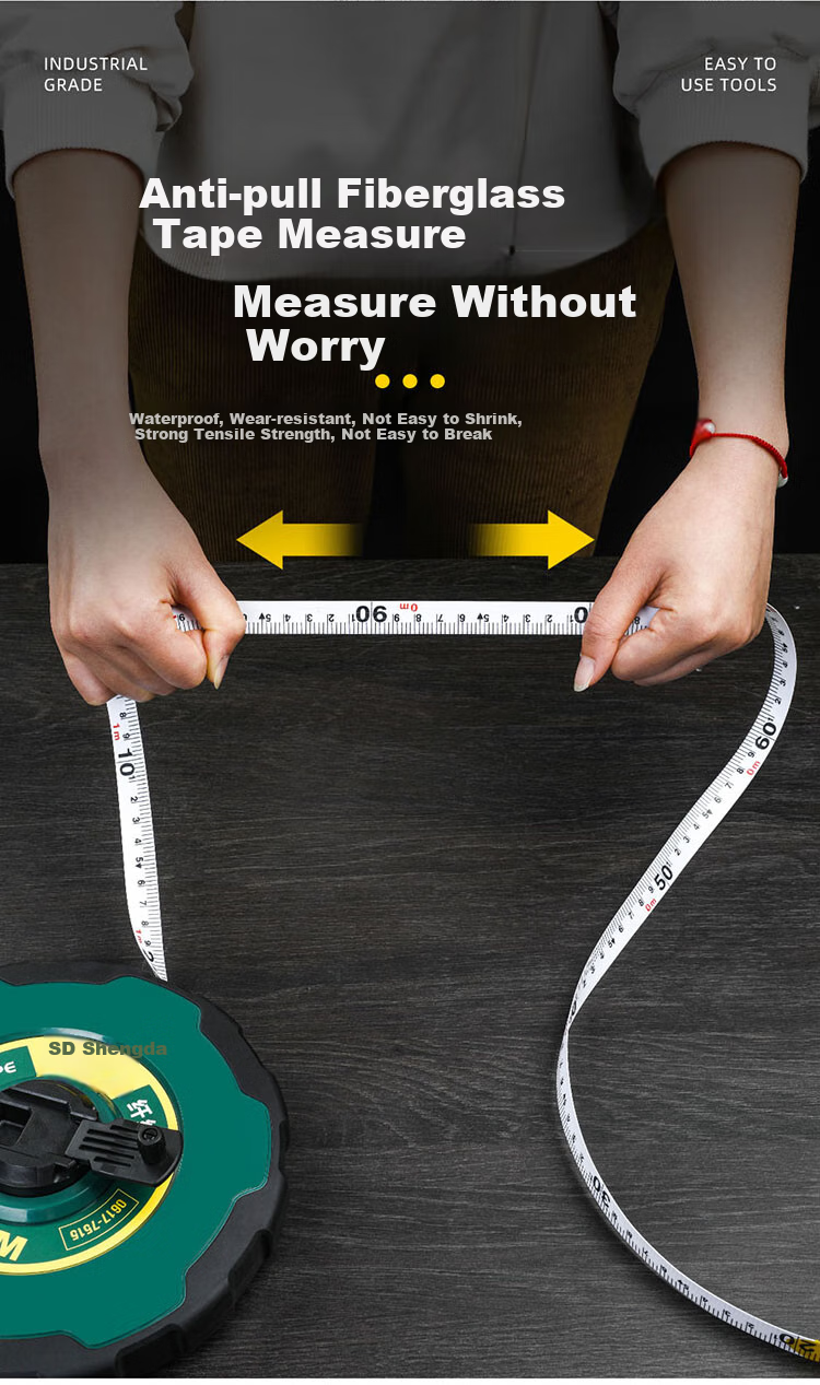 Shengda Tape Measure, Fiber Leather Tape, 50 Meters Thickened Soft Leather Tape, Measuring Engineering Tape Measure, 30 Meters Drop-Resistant Round Tape, Industrial Grade 3