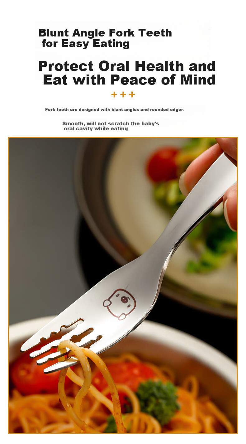 Guangyi 316L Stainless Steel Spoon Children's Fork Spoon Cartoon Spoon Baby Feeding Spoon Training Spoon Baby Tableware GY1279 8