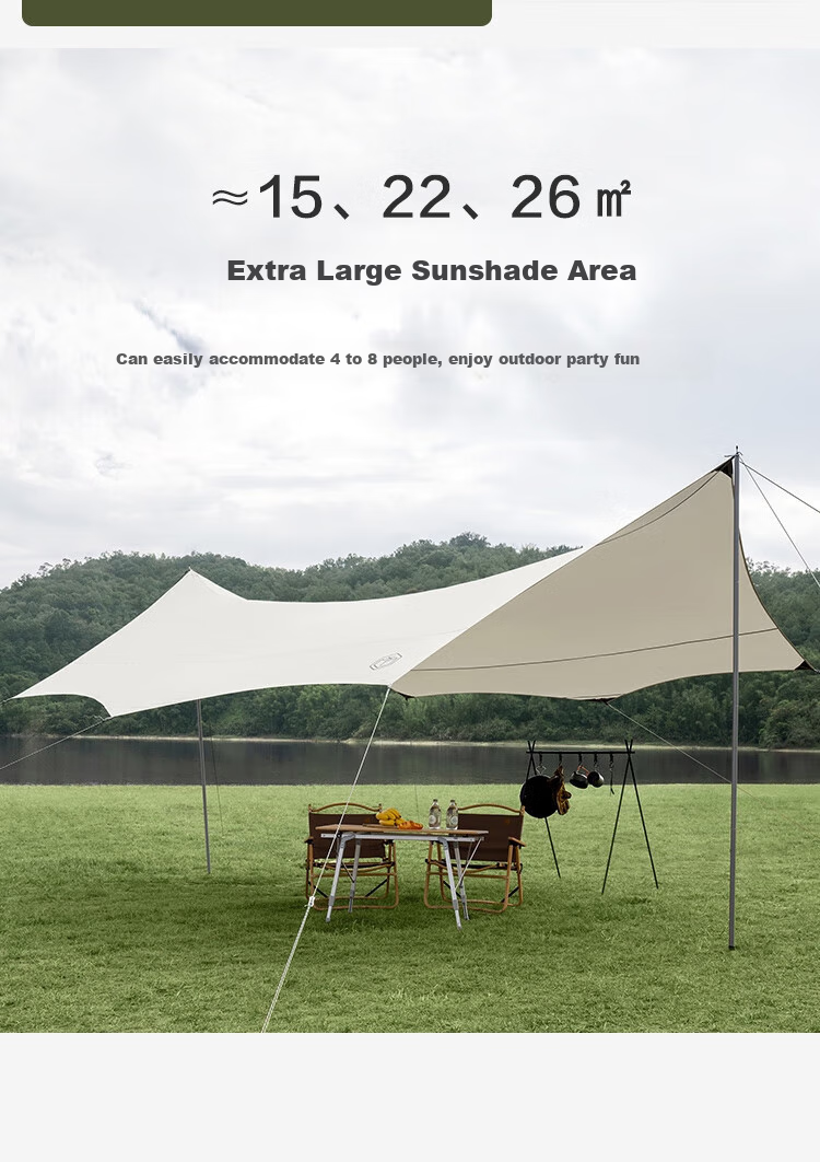 JD Original Butterfly-Shaped Silver-Coated 22-Square Outdoor Camping Hexagonal Canopy Tent, Sunshade, Picnic, Sun Protection, Rainproof Awning for 6-10 People 4