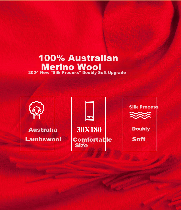 Hengyuanxiang Wool Red Scarf for Women And Men, Zodiac Year Gift for Mom, Mother's Day Present, Corporate Annual Meeting Scarf Customizatio 5