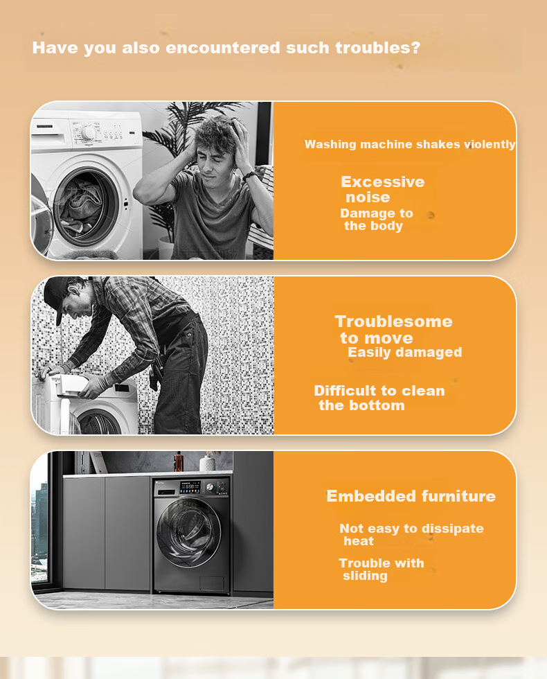 Beishi Ultra-Thin Built-In Washing Machine Base, All-In Washer And Dryer Universal Base for Automatic Drum And Impeller Washers, Height-Increasing Pad, Washer And Dryer Set with Mobile Stand, Wheels, And Bracket, White 1