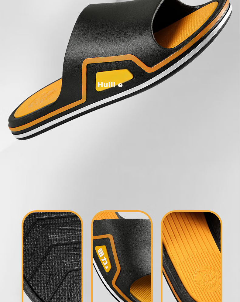 Warrior Casual Sandals for Men, Fashionable Versatile Slippers, Model 3918 Black/Yellow, Size 39-40 6