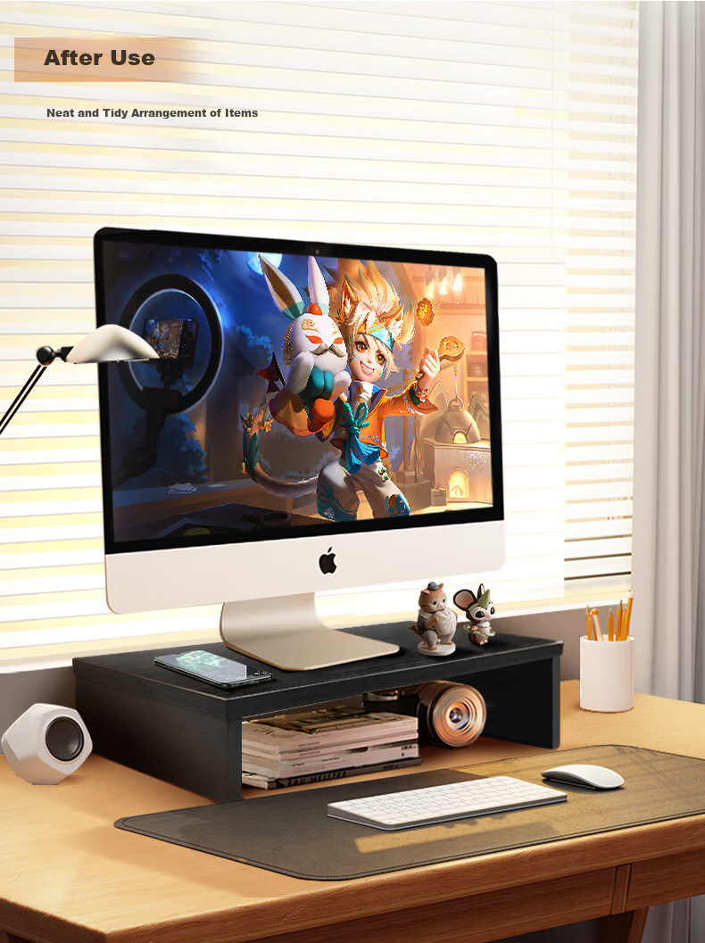 Beifang (Befon) Desktop Computer Monitor Riser, Laptop Riser, Office Storage Rack Base, Monitor Stand, Desktop Keyboard Organizer Shelf 71931 6