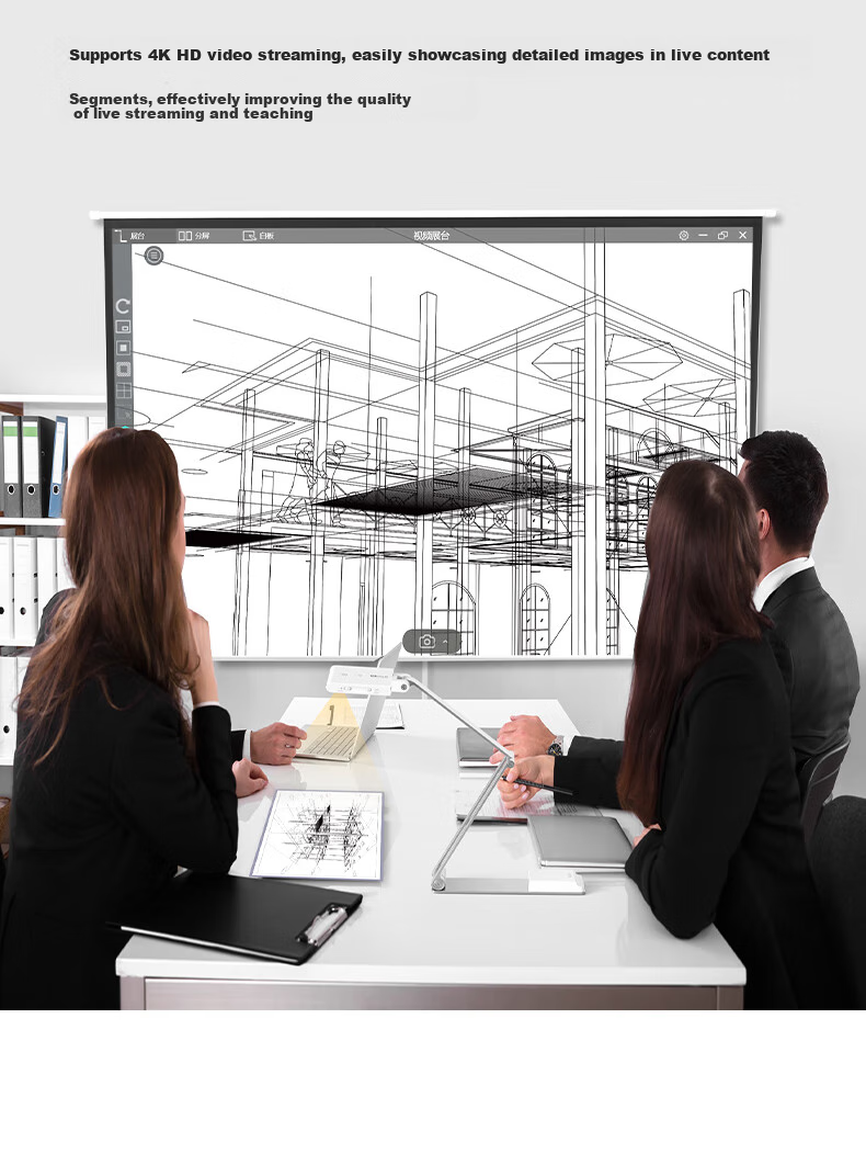 Deli Video Display Stand, 4K High-Definition Scanner, High-Speed Camera for Teaching, Live Streaming And Projection, Conference Projection And Explanation, Live Streaming with Annotations, Video Recording Capable, AI Noise Reduction, Foldable And Portable, with Fill Light, GK501 12
