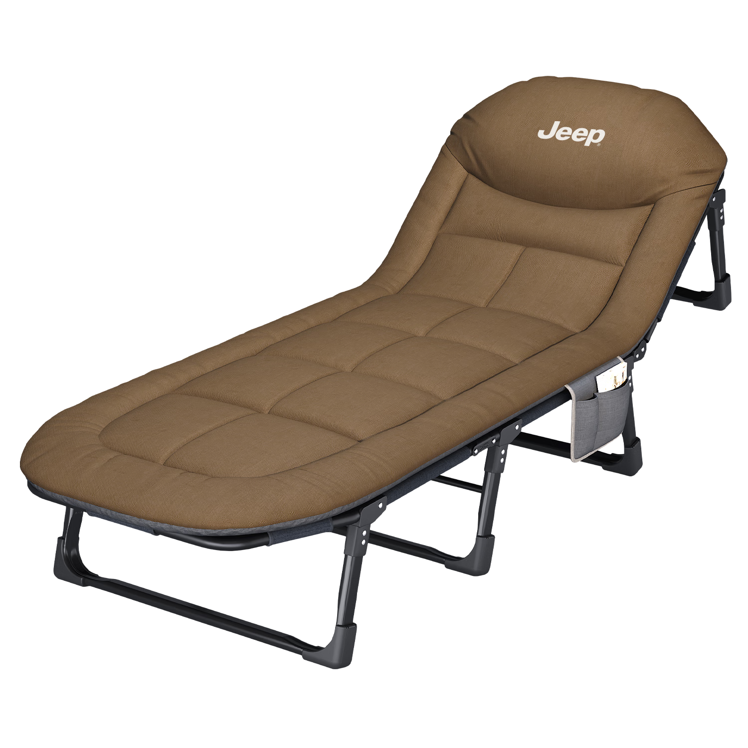 JEEP Folding Bed Lounger Nap Chair Office Single Bed Mattress Integrated Siesta Bed Camping Bed Companion Care Bed Khaki Color