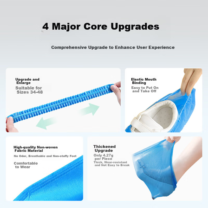 Mingdianshangpin Disposable Shoe Covers MSC20, Thickened And Enlarged Version, 100 Pieces/pack, Double-Layered, Dust-Proof, Breathable, Wear-Resistant, Non-Slip, Indoor Computer Room Unisex, 20g/㎡ Non-Woven Fabric Material