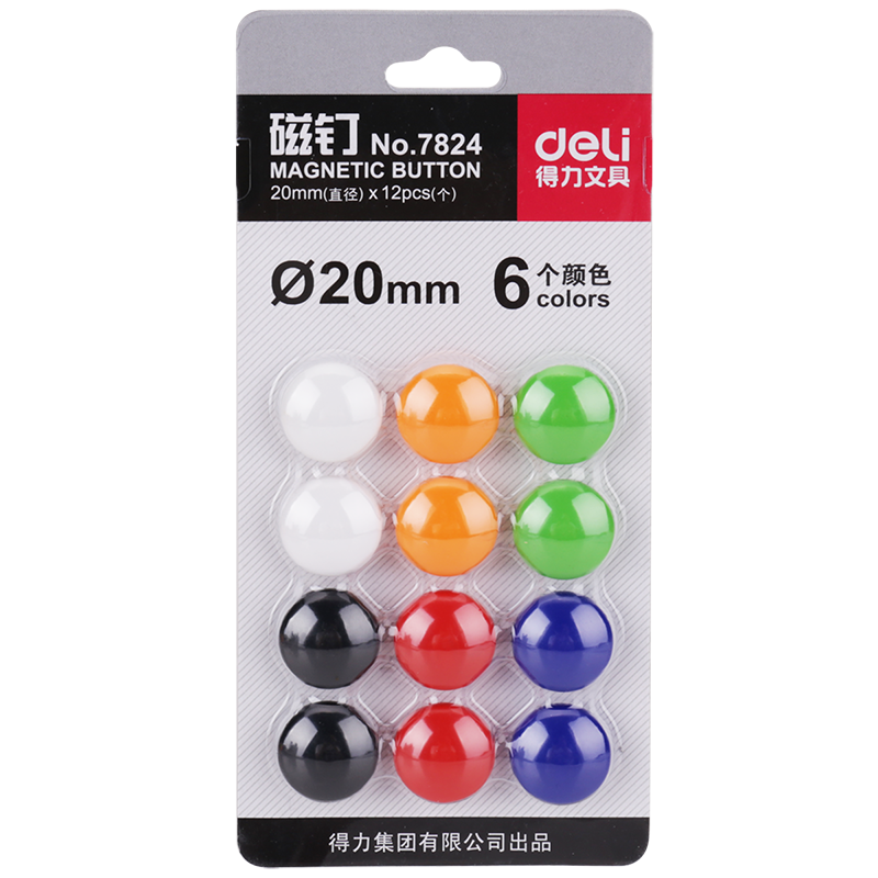 Deli Whiteboard Accessories, 20mm Mixed Color Whiteboard And Blackboard Writing Board, Magnetic Pins, 12 Pieces/card, 7824