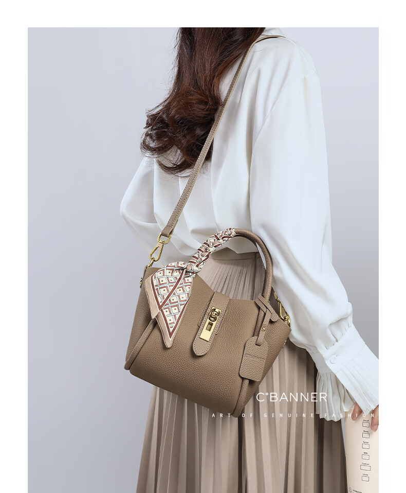 C.BANNER First Layer Cowhide Women's Handbag Tote Shoulder Bag Luxury Crossbody Birthday Qixi Valentine's Day Gift for Girlfriend 3