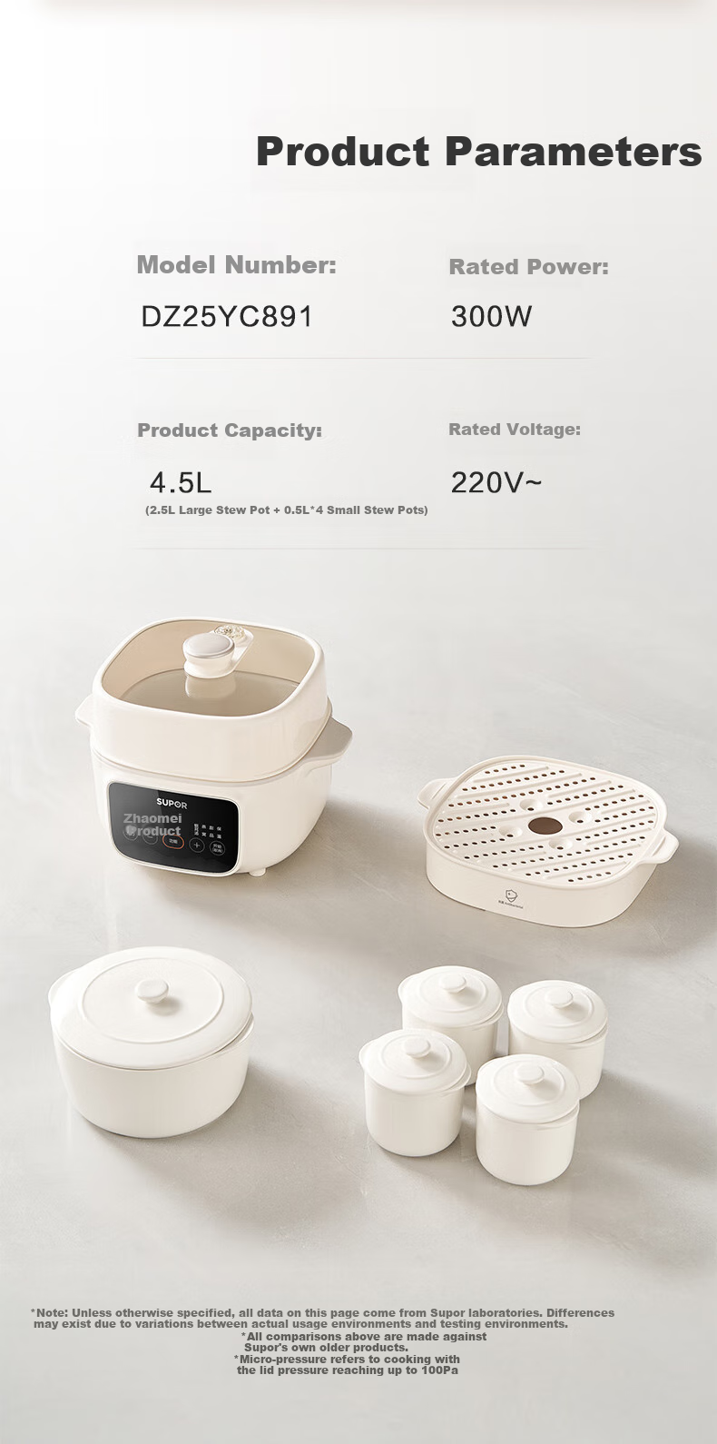 SUPOR Electric Stew Pot, Double Boiler Soup Pot, Bird's Nest Stew Pot, Baby Porridge Cooker, Electric Stew Pot 4.5L for Home Use, Steaming And Stewing, Micro-Pressure Electric Stew Pot DZ25YC891 15