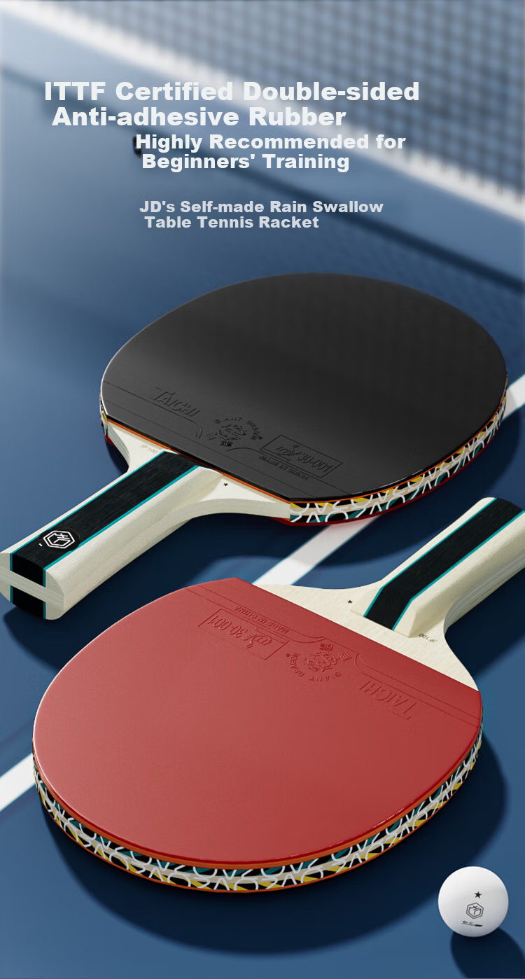 JD Original Ma Xiao Three-Star Table Tennis Racket Single Straight Handle, with Free Racket Case And Ping Pong Balls 3