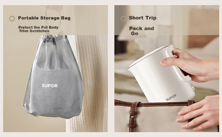 SUPOR 0.6L Elegant Capacity Electric Kettle Water Boiler Hot Water Kettle Travel Portable with 304 Stainless Steel Inner Tank SW-06D21A 3