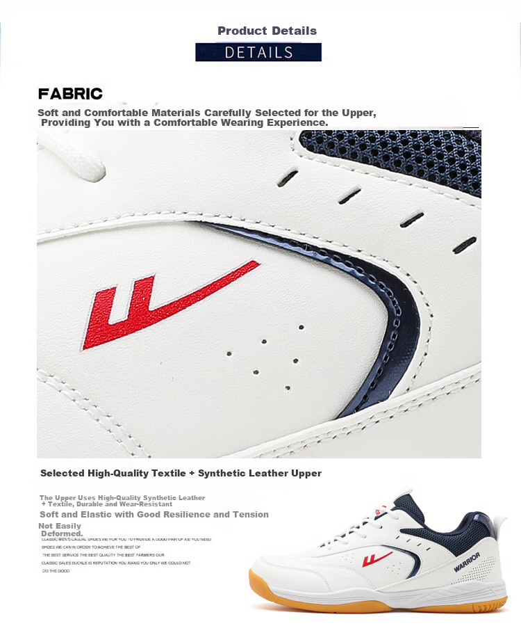 Warrior Badminton Training Shoes for Men, Sports Shoes, Court Training Shoes, Lightweight Soft-Soled Casual Shoes, Beige And Navy Blue, Size 41 3