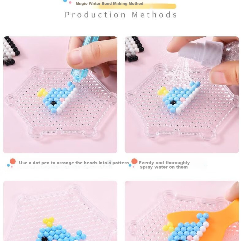 Lankupa Water Mist Magic Beads, 16 Colors, Children's DIY Craft Kit, Toy for Girls Aged 3-6, Kindergarten National Day Gift 10