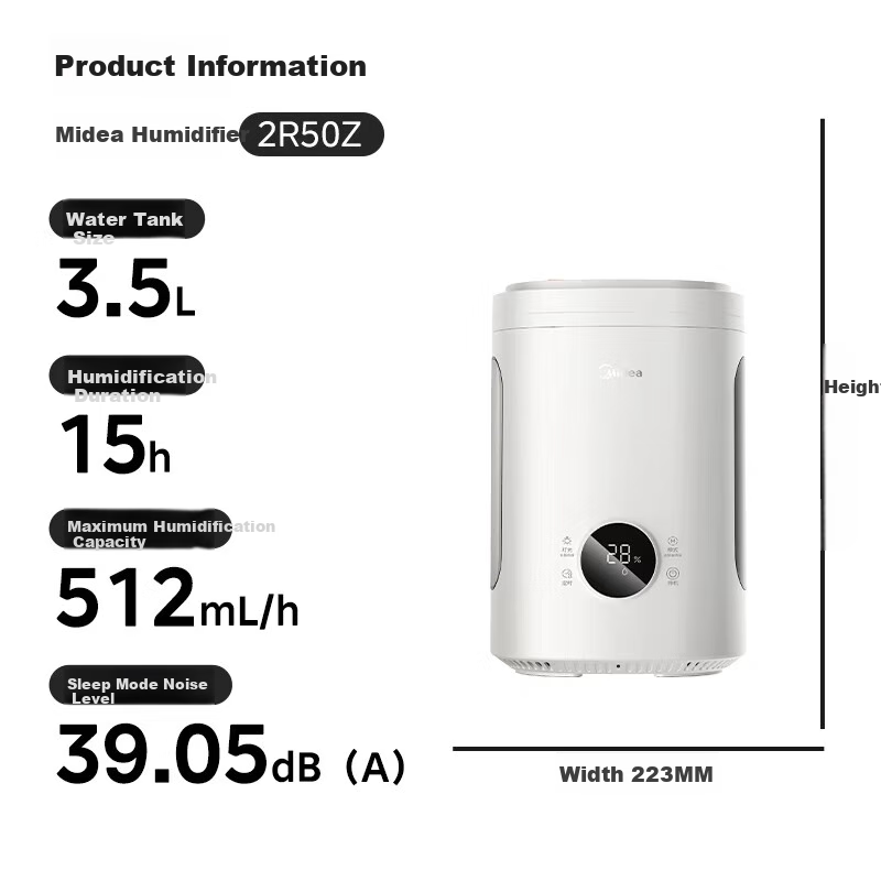 Midea [Night Light] Hot Steam Evaporative Humidifier for Rhinitis, Infants, Pregnant Women, Quiet Steaming Distillation Sterilization Home Bedroom Desktop Small Atomizer Birthday Gift SR-2R50Z