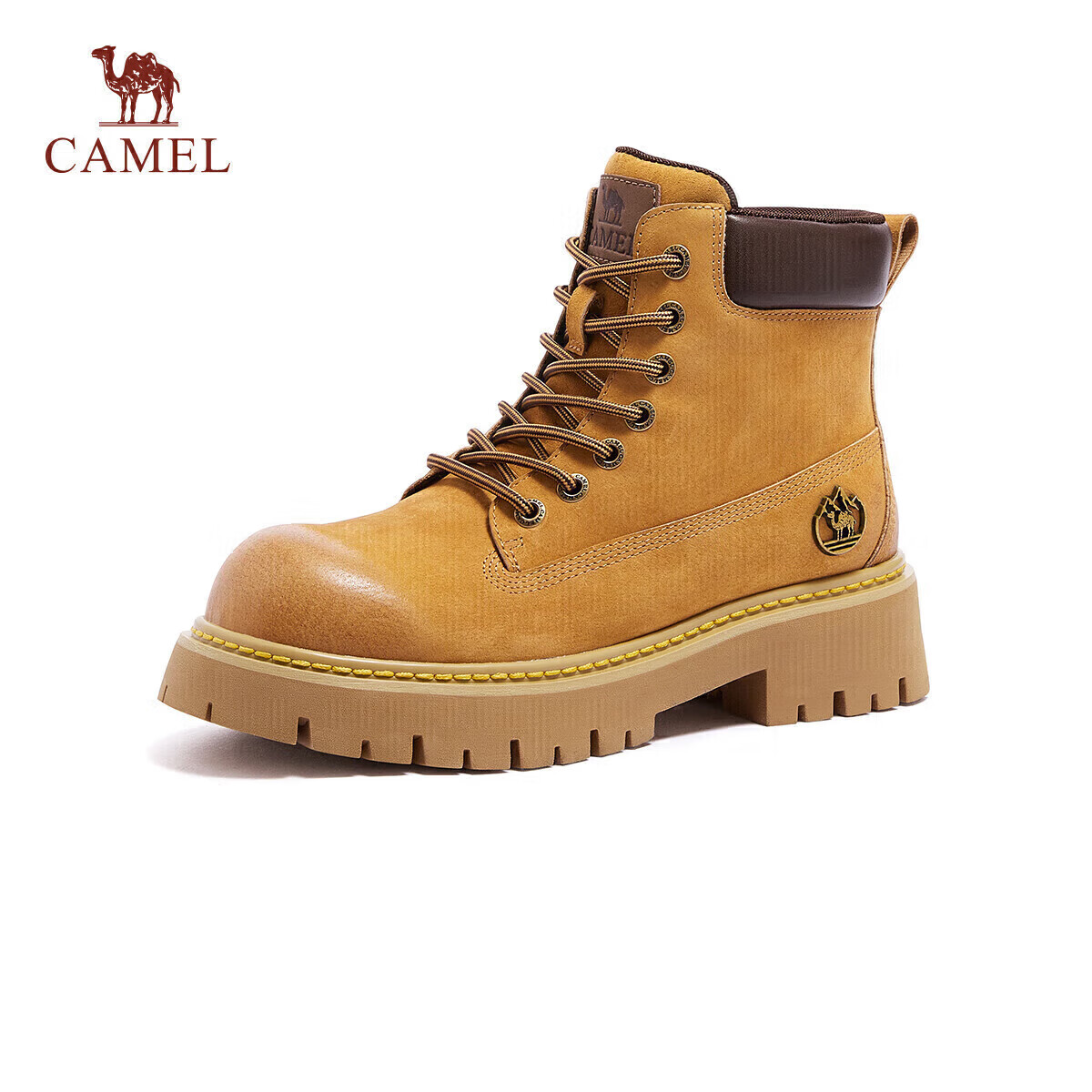CAMEL [Shanyue] Women's Work Boots Trendy Thick-Soled Martin Boots L25W076018 Taupe (Suede) Size 40