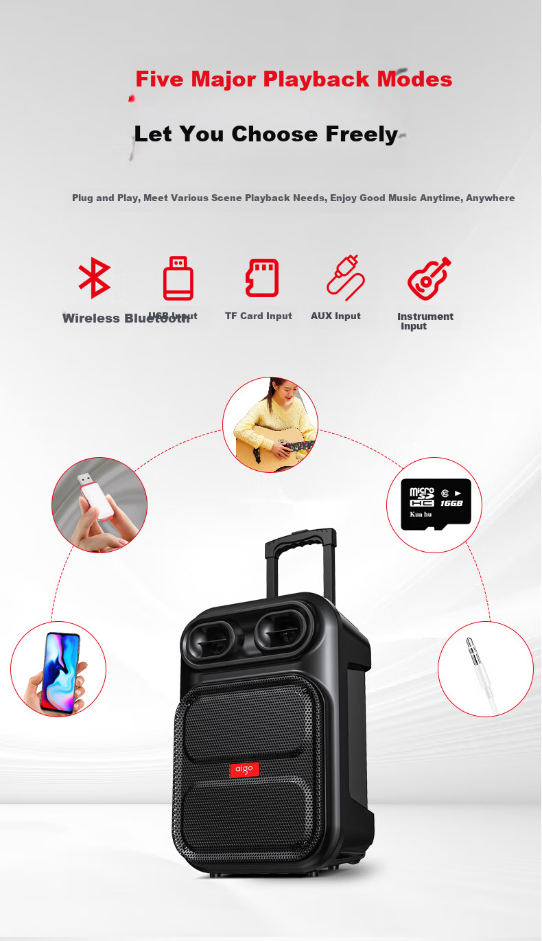 Aiguozhe S312 12-Inch Square Dance Speaker, Outdoor High-Volume Bluetooth Trolley Speaker, High-Power Portable Mobile Performance Karaoke Subwoofer, Street Vendor Stall Loudspeaker, Single Microphone 13