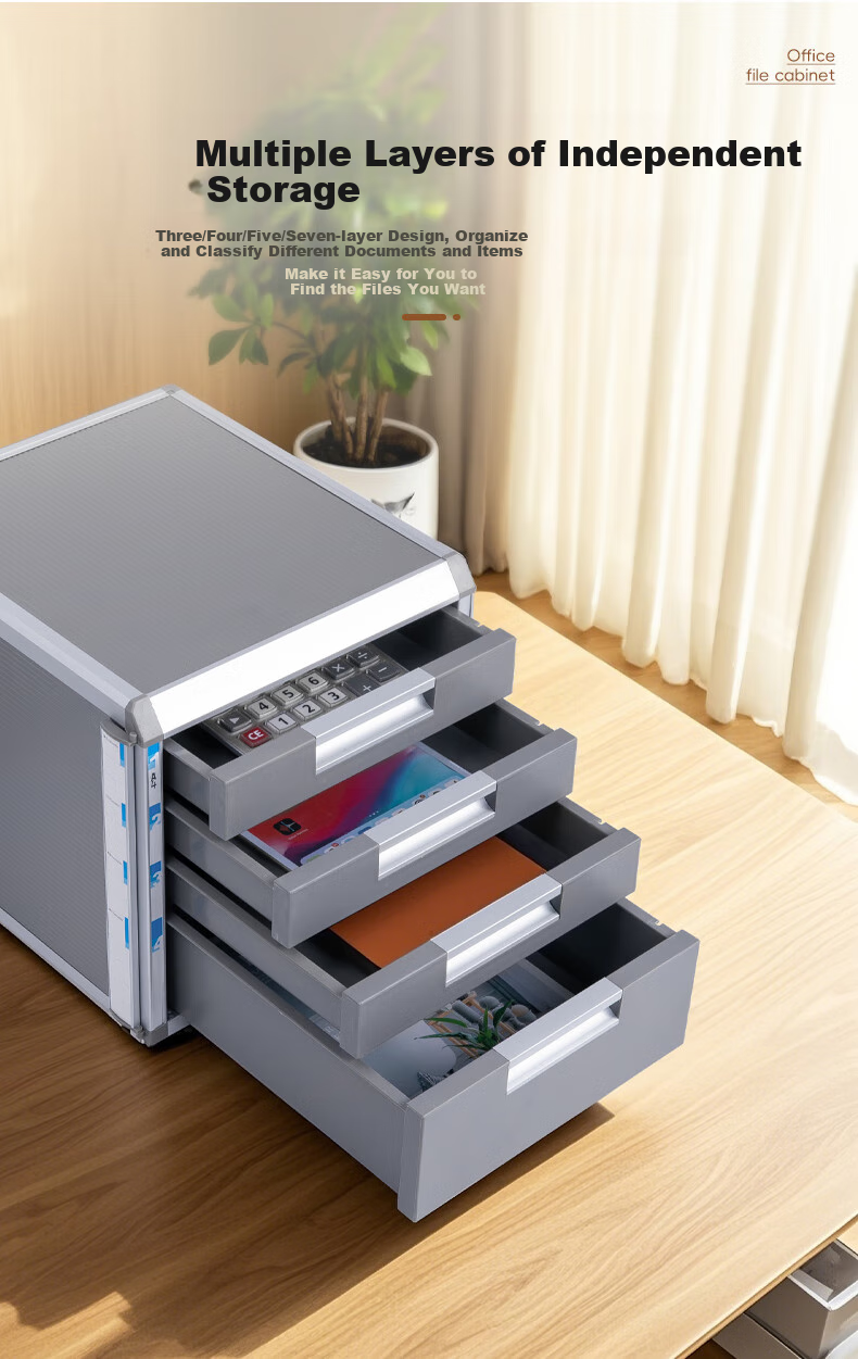 Jinlongxing Four-Tier File Cabinet, Desktop Office Storage Cabinet, Archive Cabinet, File Organizer Box, Office Supplies C99313C, Digital Full Network Low Price 6