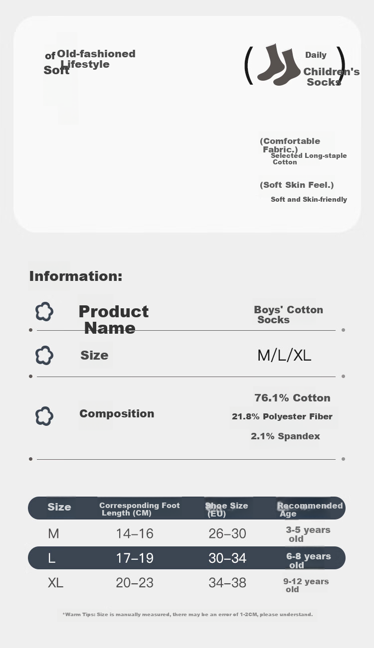 Bingxuemumian Children's Socks, Boys' Mid-Calf Cotton Socks for Spring And Autumn, Winter Socks, 6 Pairs for Older Boys, Preppy Style Seamless Trendy Short Socks 12