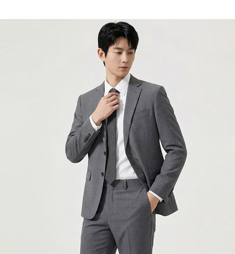 ROMON Men's Slim Fit Business Suit Groom Wedding Tuxedo Formal Blazer Set 9