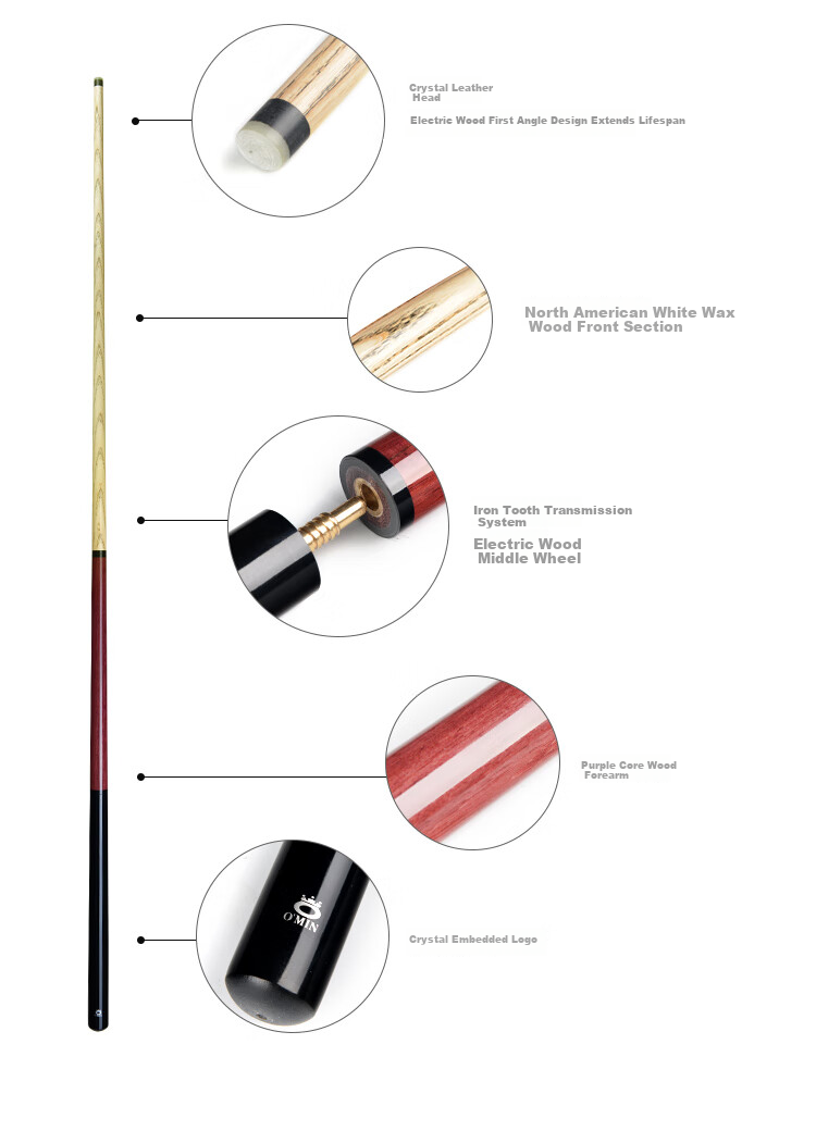 Aomei Little Cannon 2.0 Break Cue Jump Cue Smash Cue Billiard Cue Black 8-Ball Short Break Jump Integrated Pink 5
