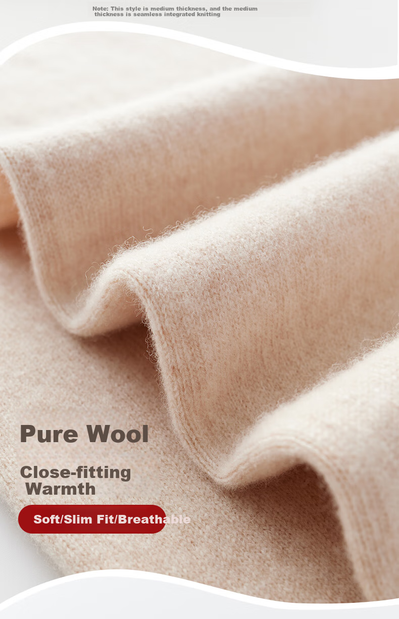 Mengyangwang Men's Wool Pants, 100% Pure Wool, Knitted Thermal Underwear for Middle-Aged And Elderly, Thick Base Layer Pants for Autumn And Winter 7