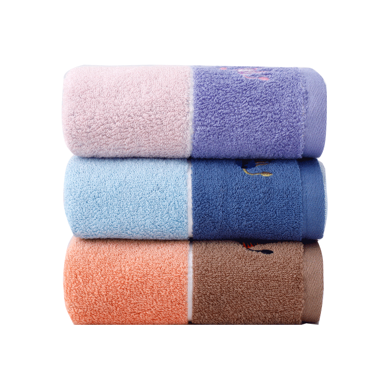 Grace Pure Cotton Towels, 3-Pack, Men's And Women's Combed Cotton, Qingye Xiaojue Cartoon Design, All-Cotton, Anti-Mite Face Towels, Absorbent Sports Towels