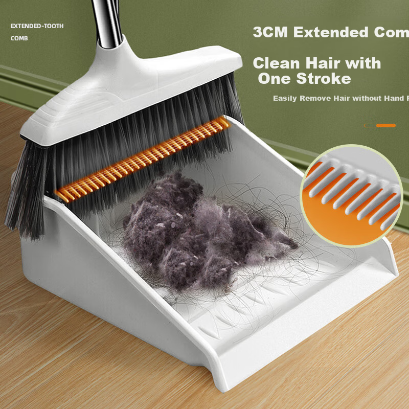 Lilin Broom And Dustpan Set with Scraper, Non-Stick Broom And Dustpan Combo for Home Cleaning