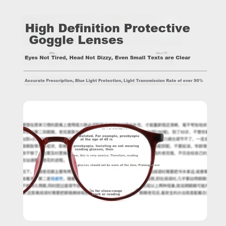 Nianqingtai Women's Fashionable Full-Frame TR90 Comfortable High-Definition Ultra-Light Imported Reading Glasses D686 + 300 Degrees