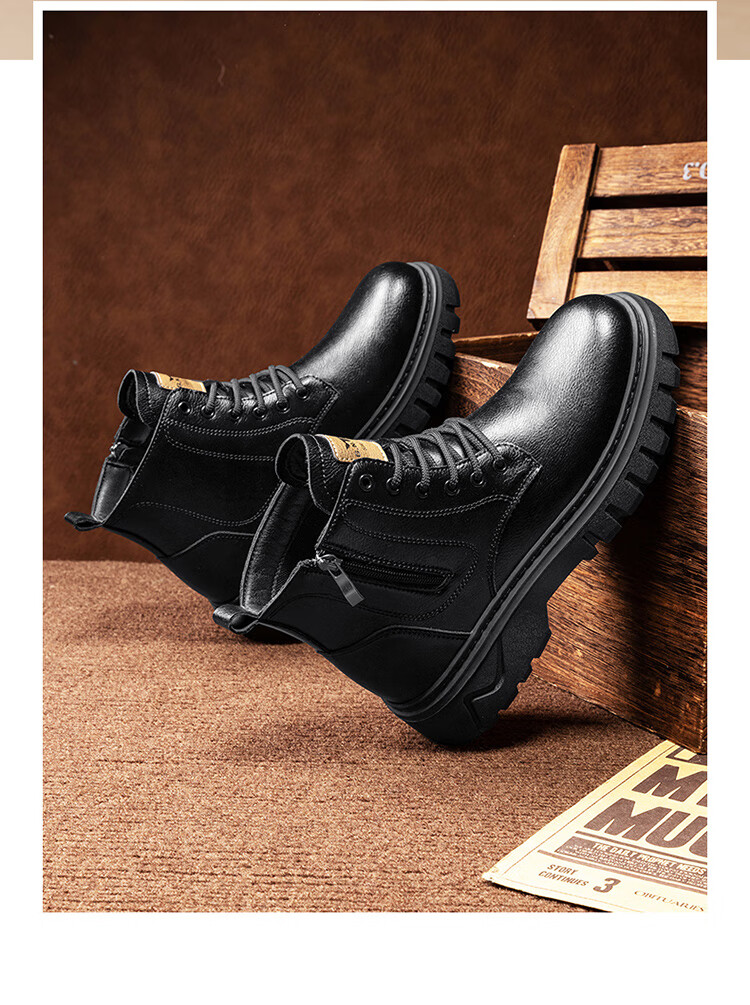 Bull Family Martin Boots Men 2026 Winter New British Style Retro Work Boots Thick Sole Durable Men's Motorcycle Boots 19