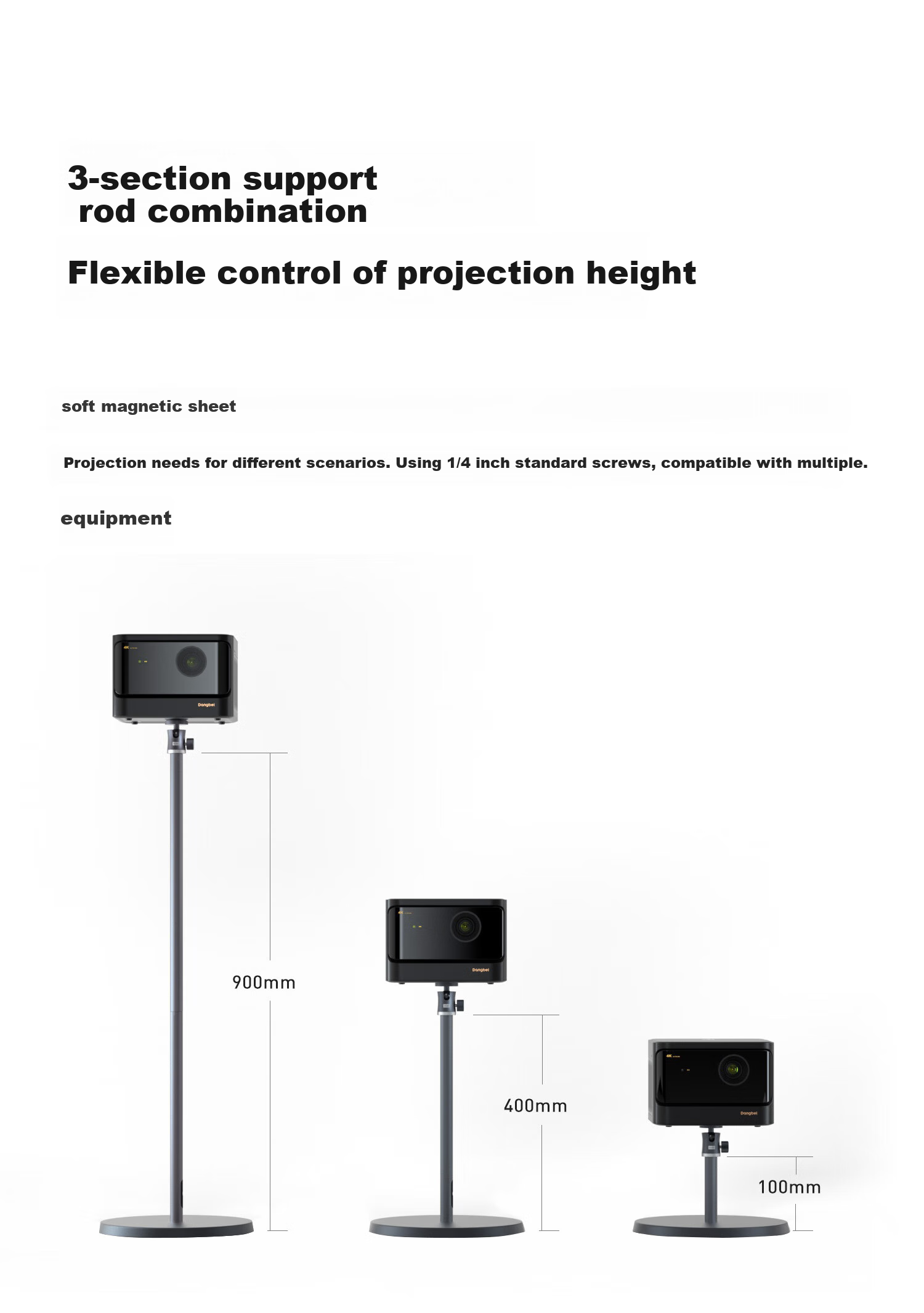 Dangbei Luxury Edition, Floor-Standing Projector Stand with 360° Omnidirectional Cloud Platform, Cast Iron Base + Aluminum Alloy Frame, Compatible with F Series/X7 Series/D Series/SM Series 3