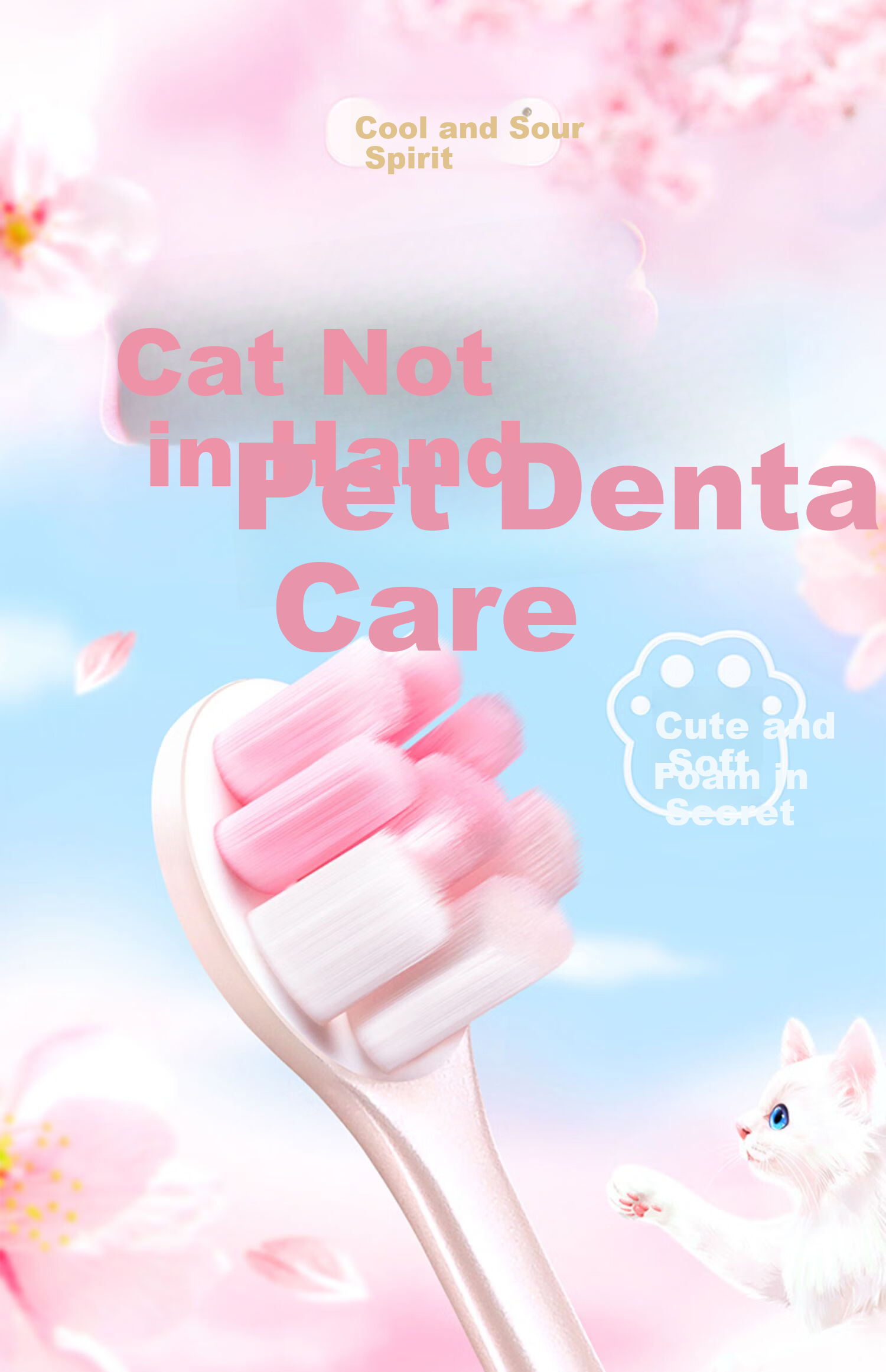 Lengsuanling [Huang Zihong Fan's Choice] Cute Cat Paw Soft Bristle Toothbrush Single Pack (Random Color), Protects Gums 1