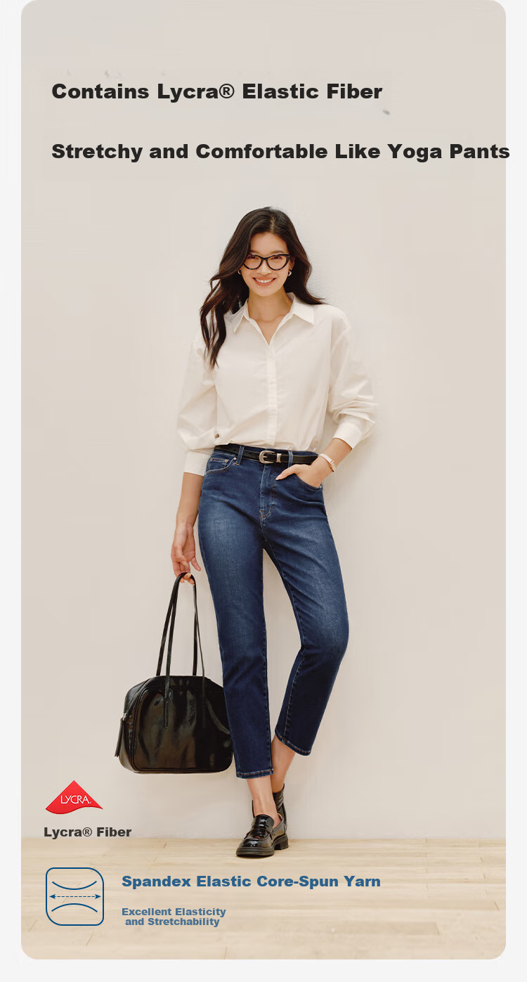 JD Original Jeans for Women, 2026 Spring New Style, Lycra Elastic Draping Slim-Fit Casual Pants, Medium Blue XS 3