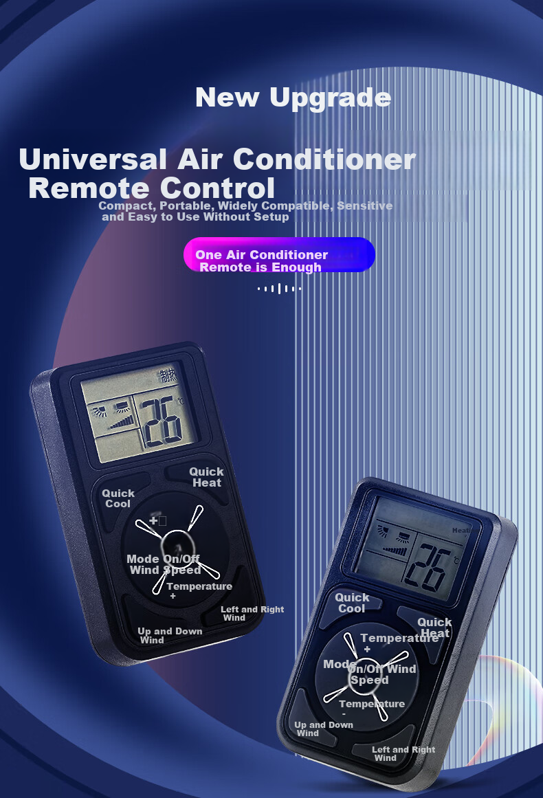 Xiya No-Setting Portable Universal Multi-Function Air Conditioner Remote Control Compatible with Any Brand Wall-Mounted AC Unit 1