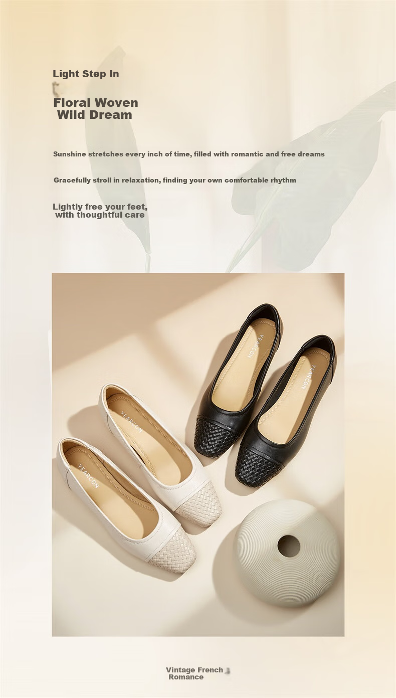 Yierkang Slip-On Comfortable Mom Fashion Shoes, Shallow Mouth Flats, Chunky Heel Work Leather Shoes, 27132W, Black 2, Size 38 2