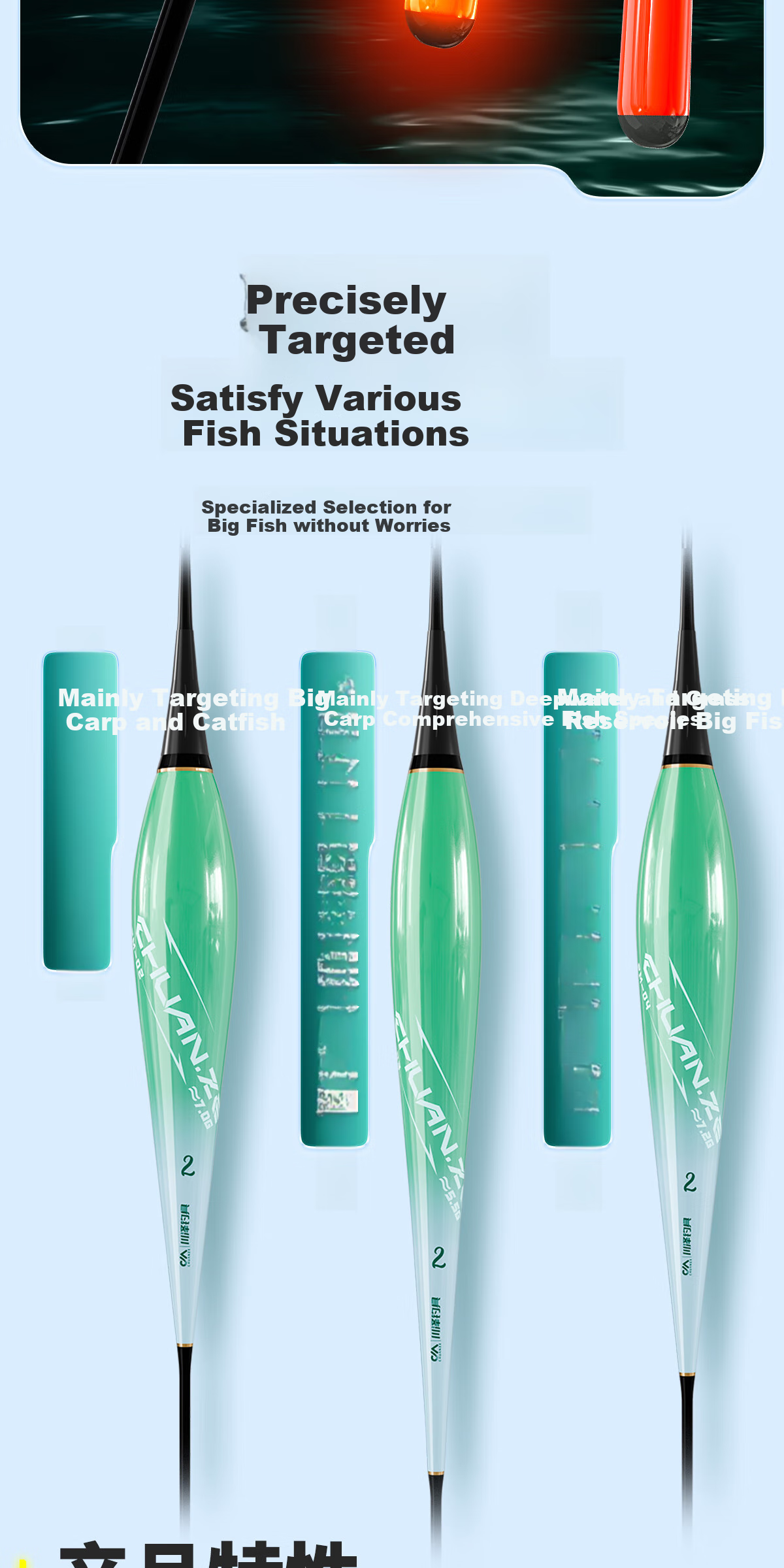 Chuanze Big Fish Float, Bite-Sensitive Hook, Color-Changing Float, Day And Night Use, Luminous Float, Thickened Eye-Catching Fish Float PM02-2 2