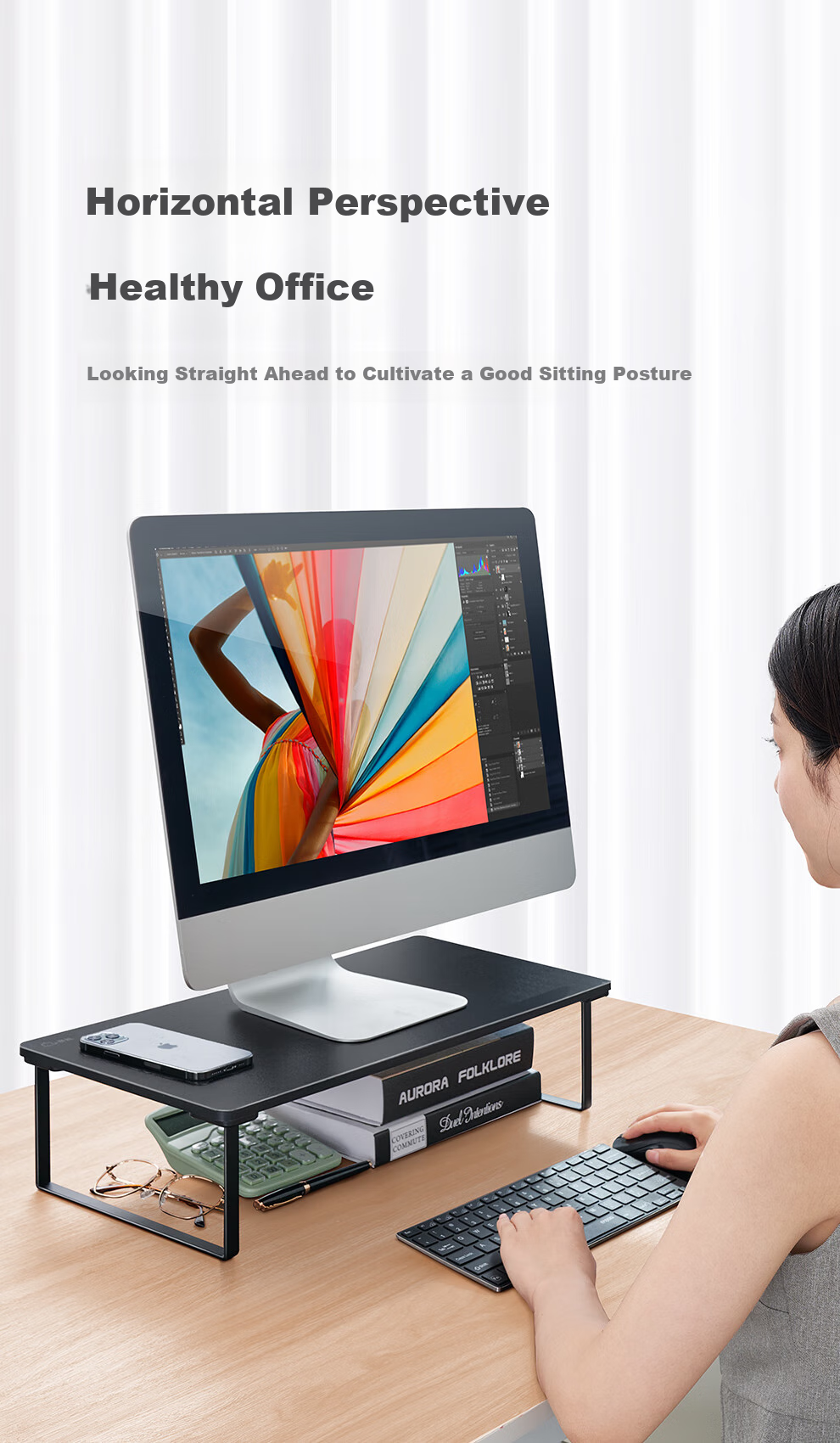 Saijing D1 Computer Desk, Office Desk, Height Adjustable Desk, Laptop Riser, Adjustable Standing Desk, Small Mouse Pad Holder 3