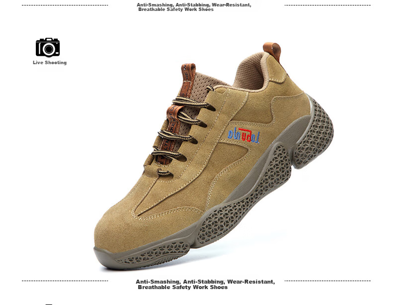 LAOGUANJIA Men's Safety Shoes with Steel Toe, Anti-Smashing And Puncture-Resistant Work Boots, Breathable, Wear-Resistant, Acid And Alkali Resistant Functional Shoes 927 Size 38 10