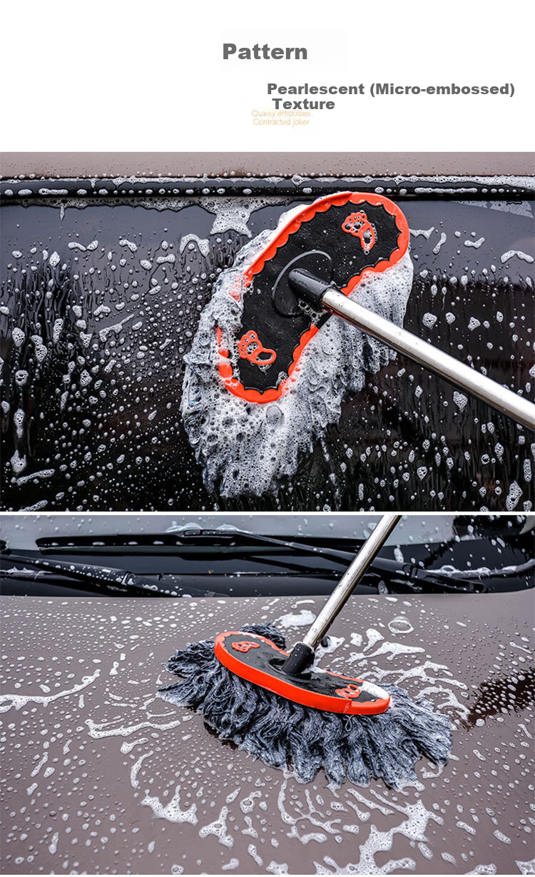 Bingyou Professional Dust Removal Cart Mop, Car Wash Brush, Long-Handled Telescopic Brush, Car Mop with Soft Bristles, Car-Friendly Brush 4