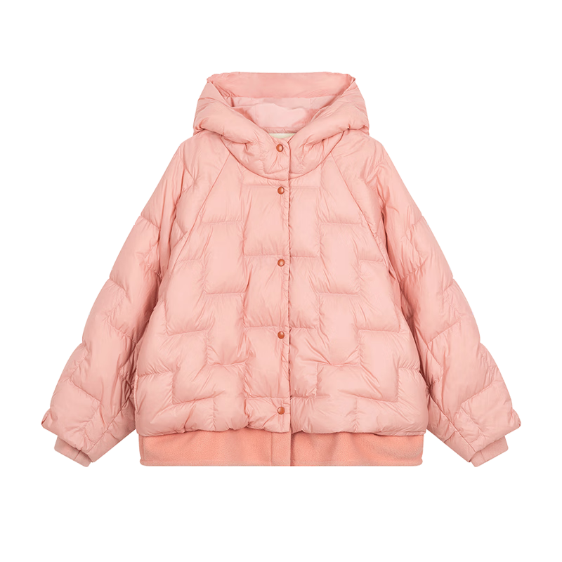 M.Latin Children's down Jacket, Winter 2024 New Style, Girls' Fleece Coat, Coral Pink, 150cm