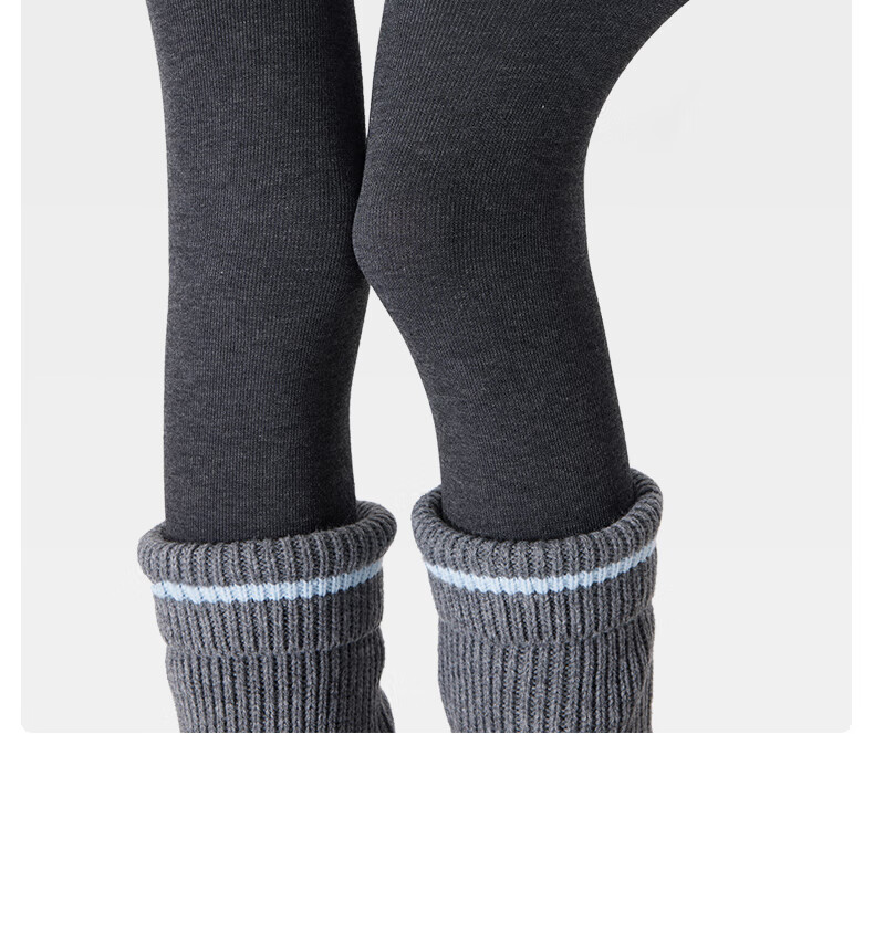 JKN Women's Coffee Color Thickened Autumn Winter Leggings [Slight Compression Slimming] Fleece Lined Thin Velvet Pressure Heating Vertical Stripe Tights 15