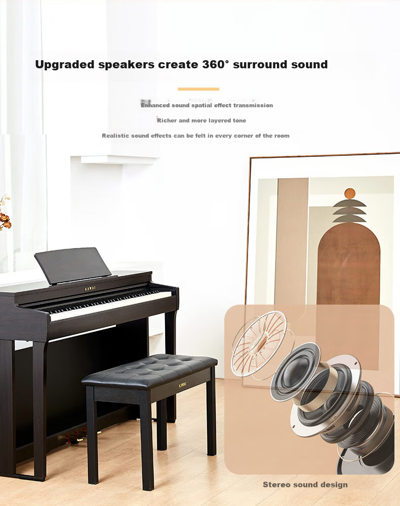 Kawai Digital Piano CN201, Upright Home Use, 88 Weighted Keys, for Adults, Children And Students, Professional Grading Exams 8