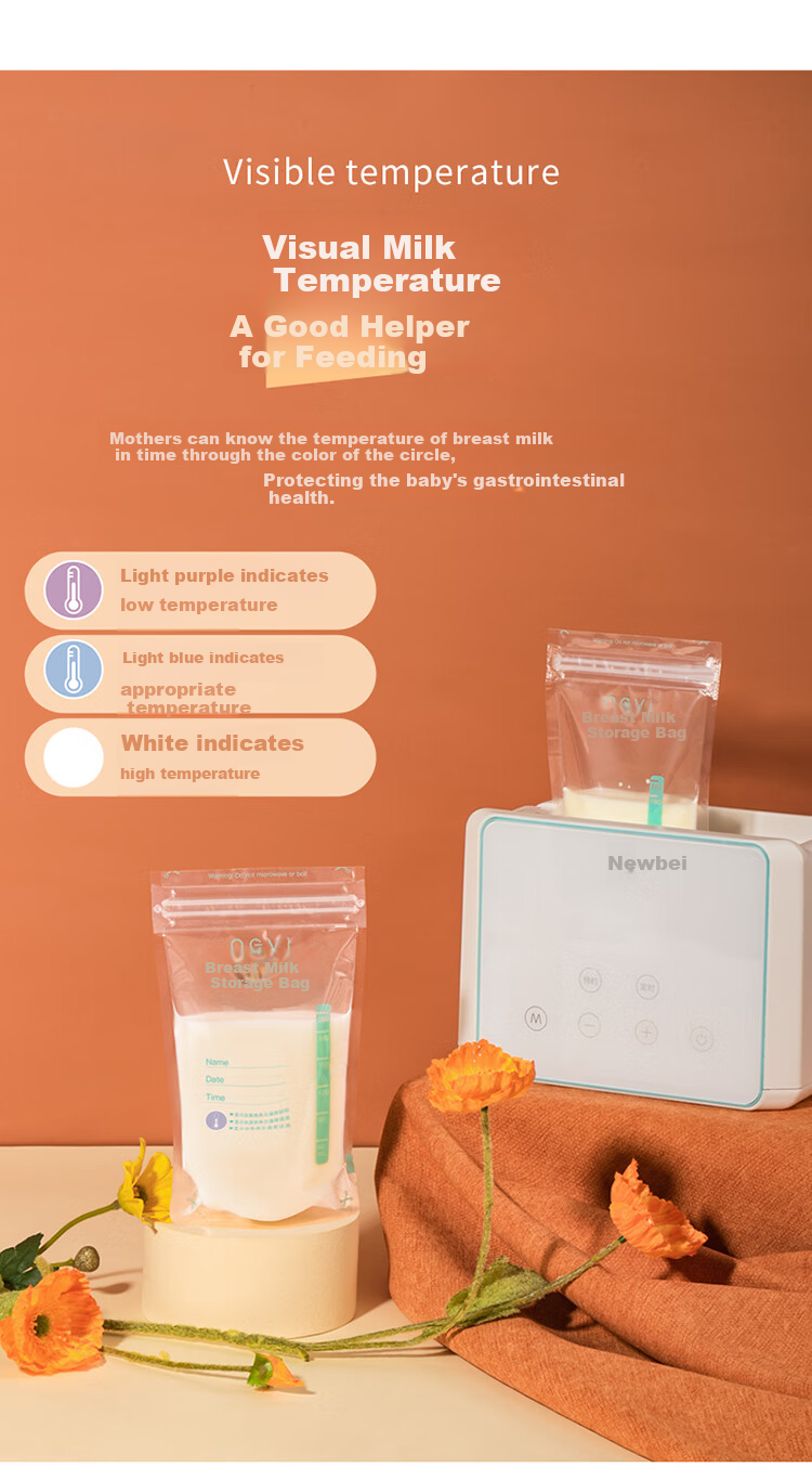 Xenbea Breast Milk Storage Bags, Disposable Breast Milk Bags Suitable for Freezing, Thickened Leak-Proof 30 Pieces 9137 7