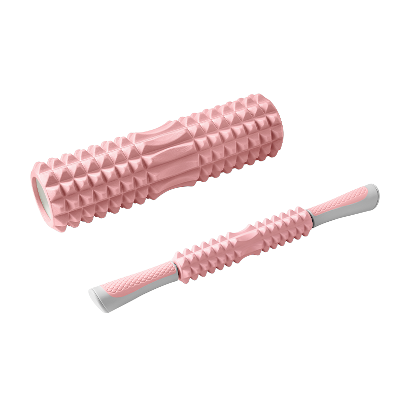 JD Jingzao Foam Roller Yoga Stick Muscle Relaxation Fitness Two-Piece Set Pink