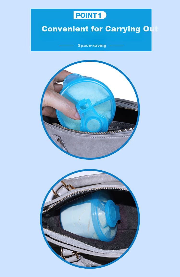 Bulangboshi Portable Milk Powder Container, 3-Compartment Rotating Leak-Proof Design, Travel Essential for Precise Portioning 2