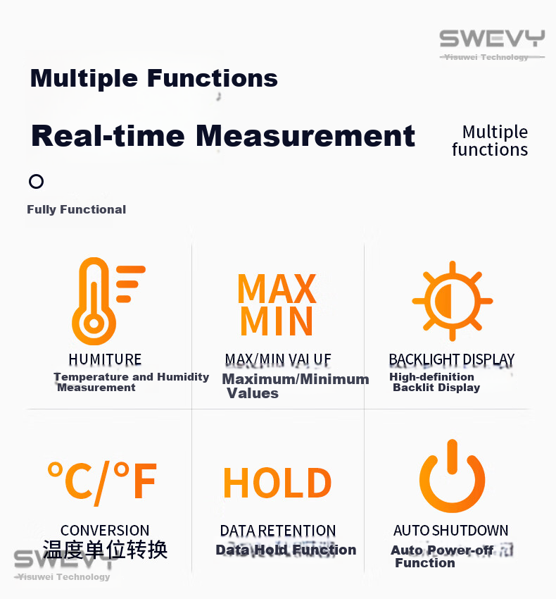 Xima AS847 Handheld Thermometer And Hygrometer, High-Precision Industrial Digital Temperature And Humidity Meter 2